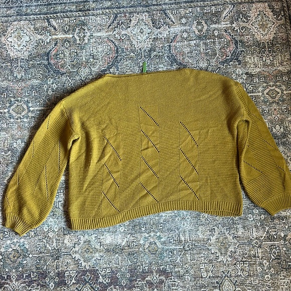 Chartreuse knit sweater balloon sleeves - Picture 1 of 2